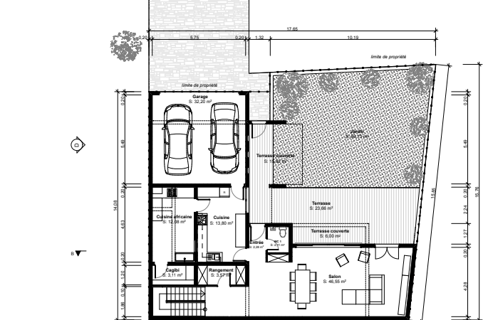 Plan rdc maison bamako 685x450